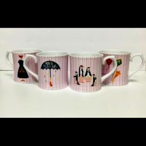 Set of 4 Mary Poppins Returns Pink Stripe Mugs